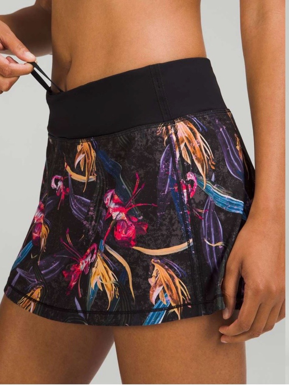 lululemon pace rival mid rise skirt veiled Floral black multi